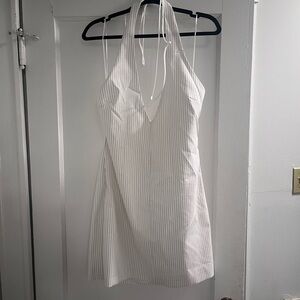 Zara White Pinstripe Halter Mini Dress